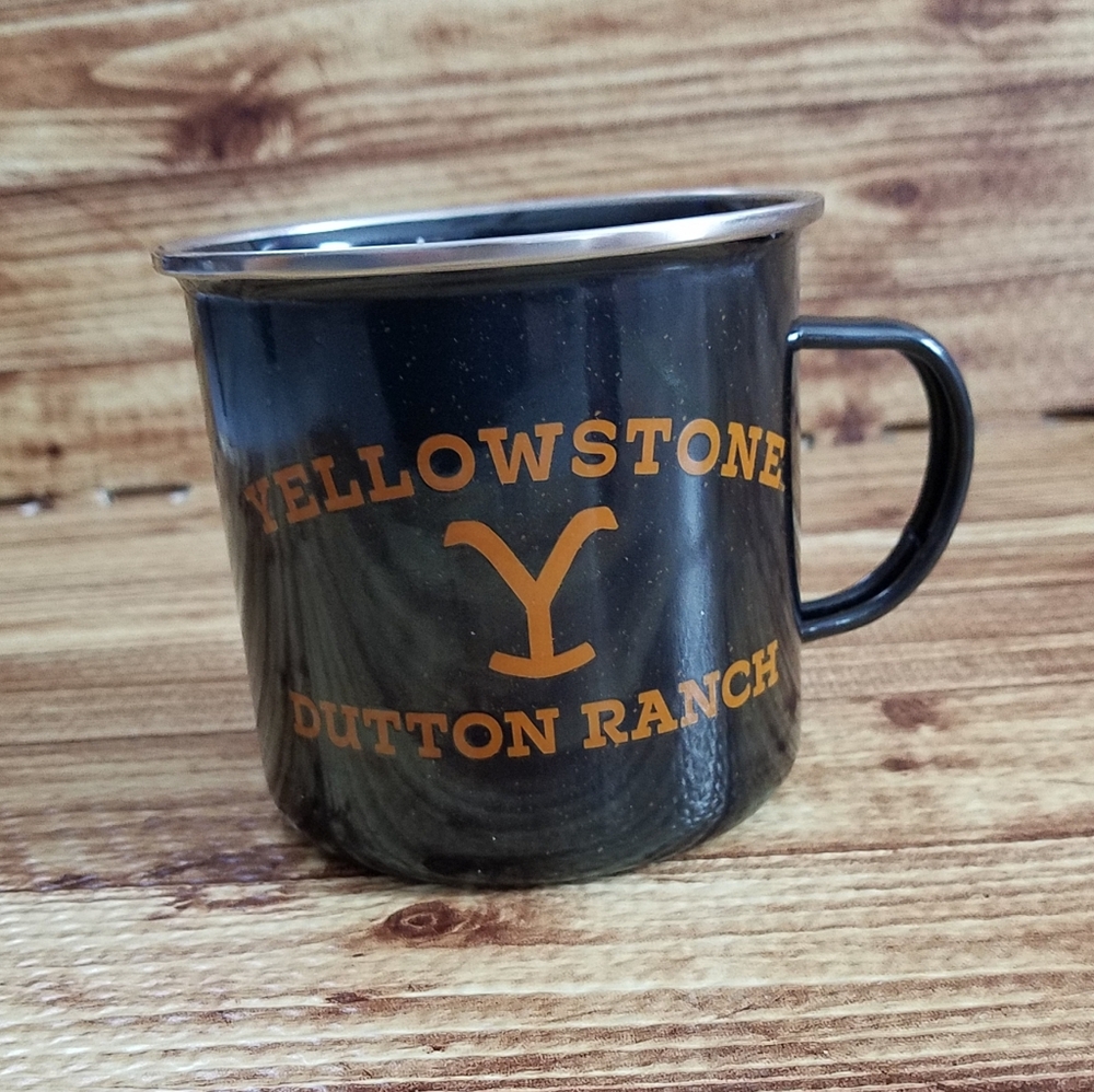 NWT Silver Buffalo Yellowstone Dutton Ranch Enamel Camper Mug 21 oz Black